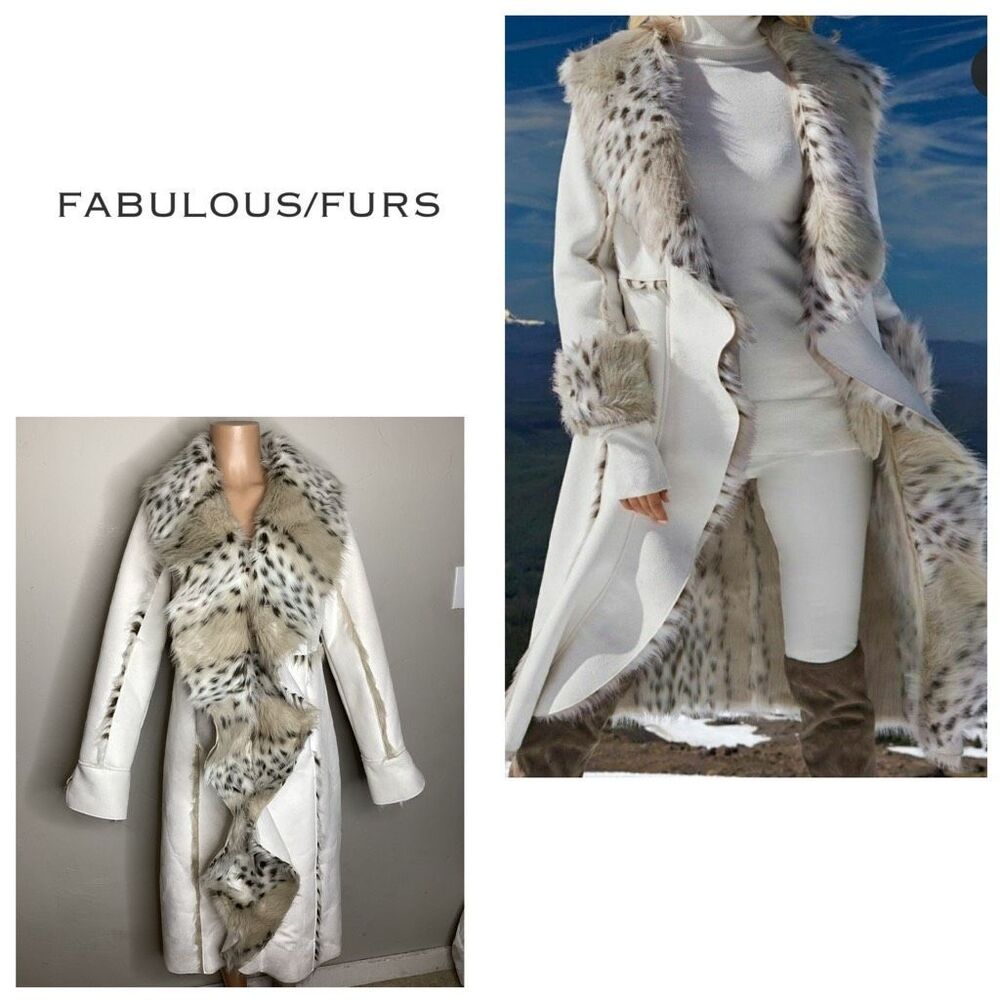 New. Fabulous Furs long faux lynx coat. Medium. Retails $999